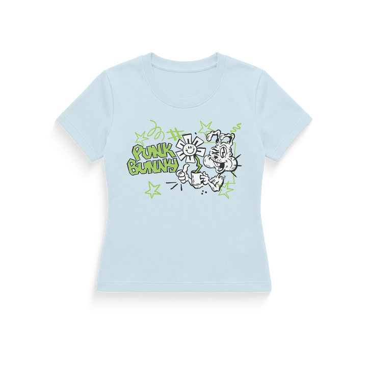 Punk Bunny Baby T-Shirt - Light Blue-grey