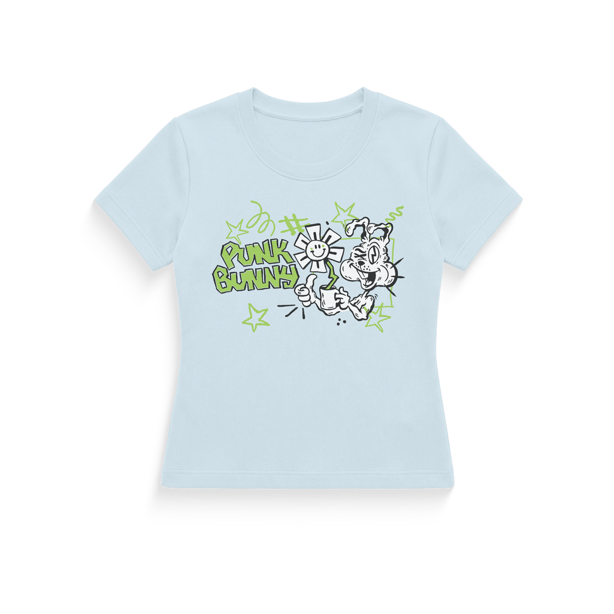Punk Bunny Baby T-Shirt - Light Blue-grey