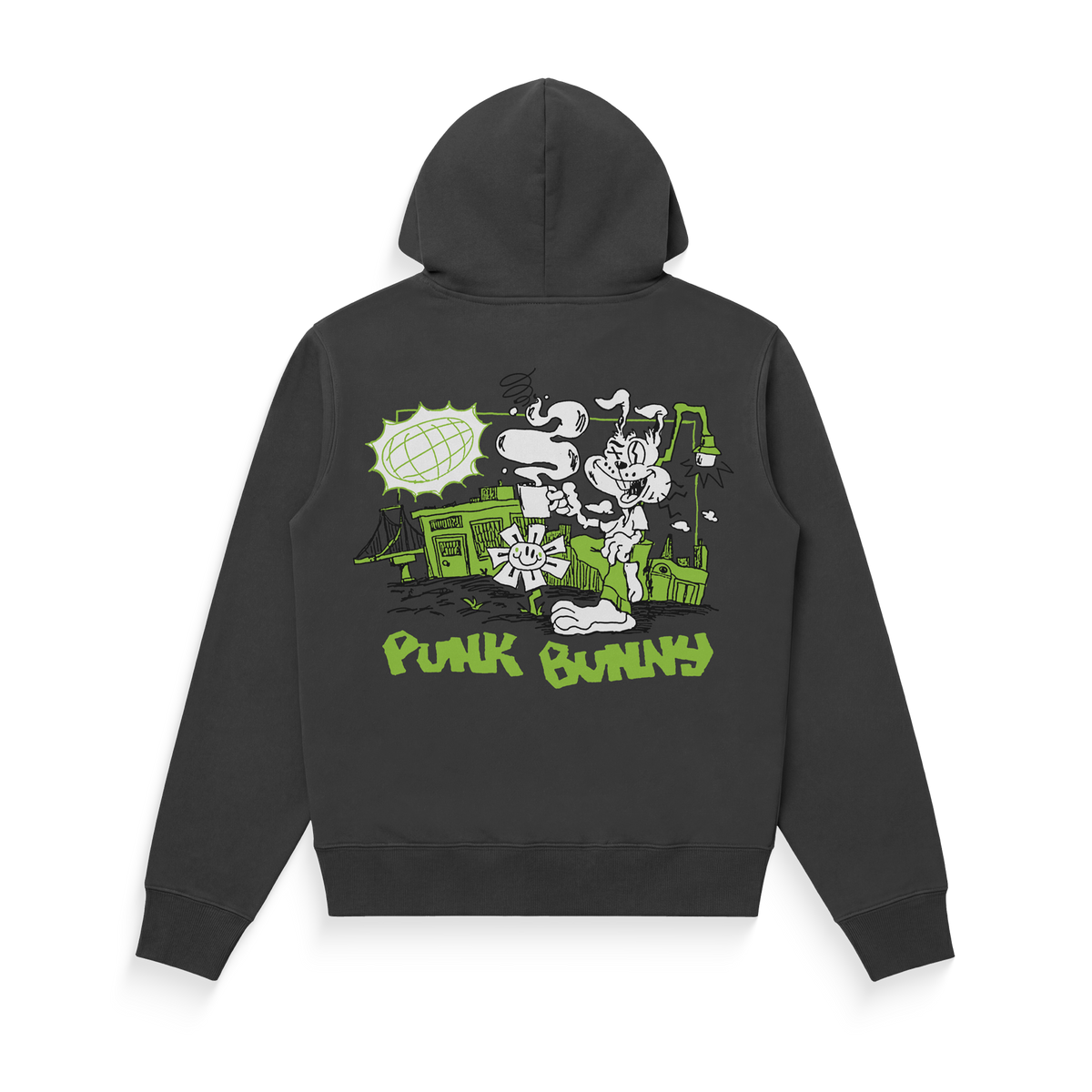 Punk Bunny Hoodie - Charcoal Heather Grey